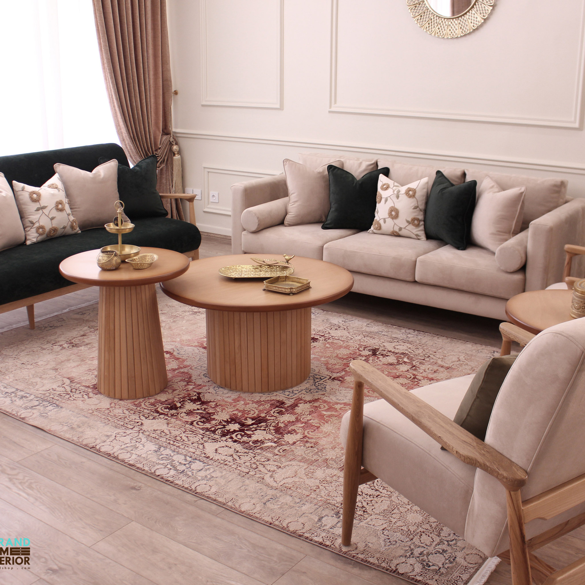  سرویس مبلمان راحتی کرم و سبز 