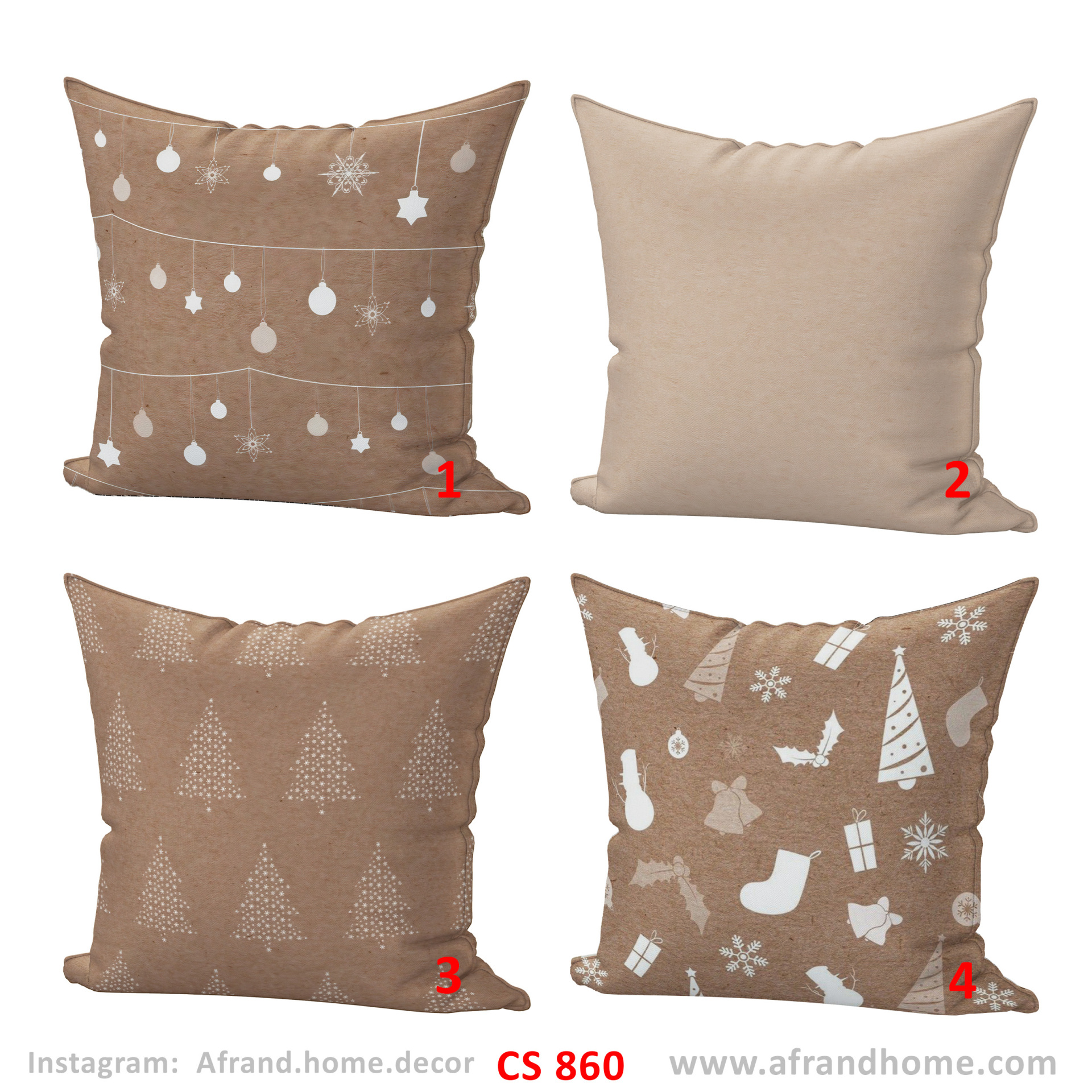  کاور کوسن CS 860 | طرح مینیمال زمستانی | رنگ‌ نسکافه ای| افرندهوم 