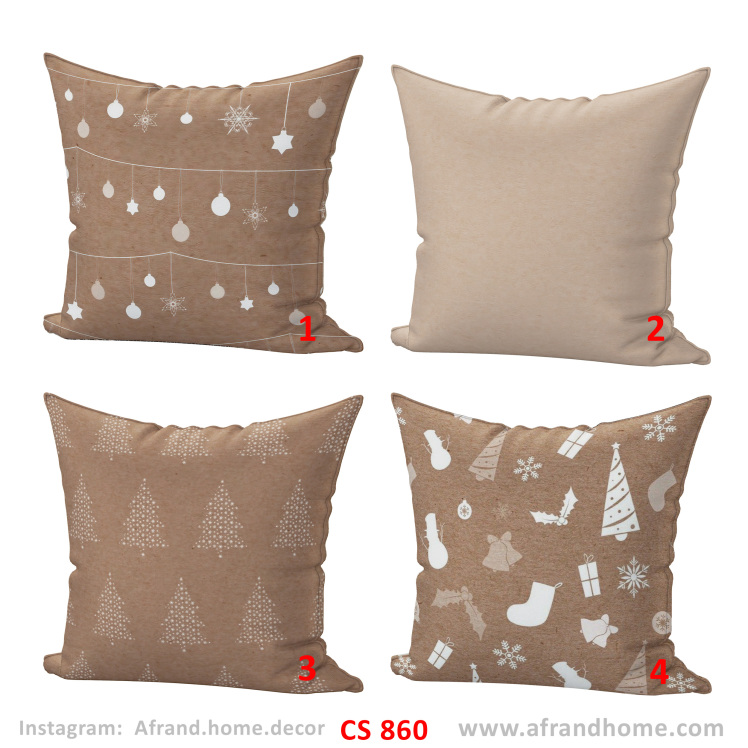 کاور کوسن CS 860 | طرح مینیمال زمستانی | رنگ‌ نسکافه ای| افرندهوم